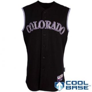 MLB Men's Colorado Rockies Six Button Cool Base Authentic Vest (Blk/Wht/Purp, 52/XX Large)  Sports Fan Jerseys  Sports & Outdoors