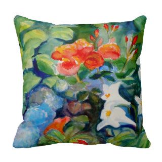 Garden Trilogy with Roses, Hidrangeas and Lilies Pillows