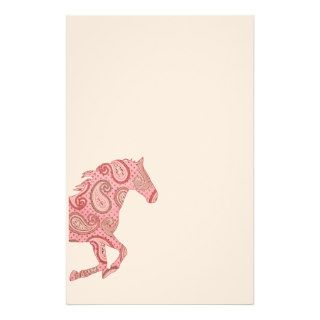Pink Paisley Horse Stationery Paper