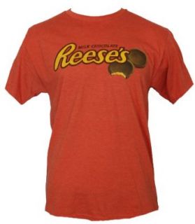 Reese's Peanut Butter Cups Mens T Shirt   Logo with Bitten Buttercup Image (X Small) Orange Clothing