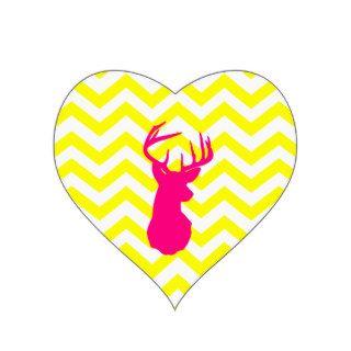 Modern Neon Pink Deer Head Yellow Chevron Pattern Stickers
