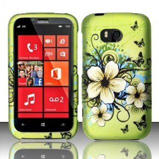 For Nokia Lumia 822 (Verizon) Rubberized Design Cover   Hawaiian Flowers Cell Phones & Accessories