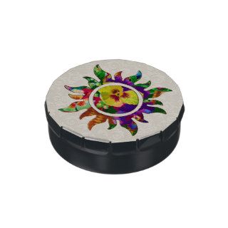 Floral Sun Motif Custom Party Favor Jelly Belly Candy Tin