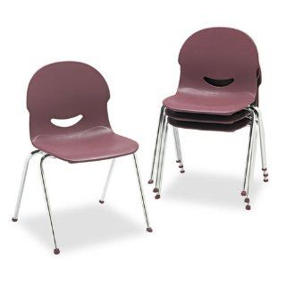 Virco IQ Series Stack Chair, 17 1/2" Seat Height, Wine/Chrome, 4/Carton 