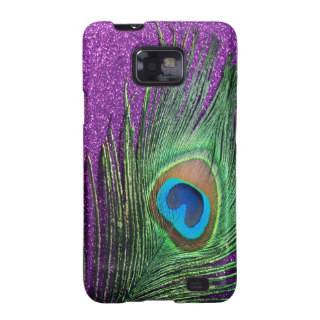 Purple Glittery Peacock Feather Still Life Samsung Galaxy Covers