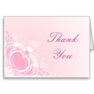 pretty light pink heart swirl design thank you card