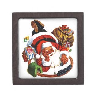 Santa Claus Playing With Trains Premium Jewelry Boxes