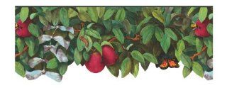 York Wallcoverings BT2865B Apple Tree Border, Raspberry Red/Vine Green/Stem Green/Caramel Brown   Wallpaper Borders  