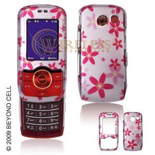 Pink with Red Flower Blossoms Design Transparent Snap On Cover Hard Case Cell Phone Protector for LG Lyric MT375 MT 375 Cell Phones & Accessories