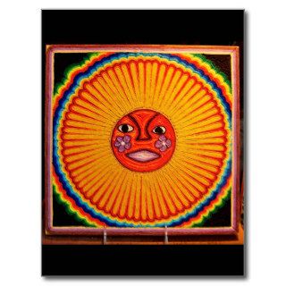 Huichol String Art Sun Mexican Folk Art Post Card
