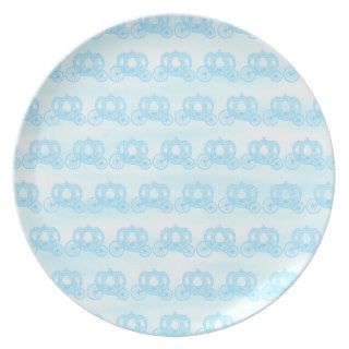 Pale Blue Pattern of Princess Carriages Party Plates