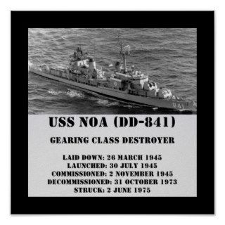 USS Noa (DD 841) Poster