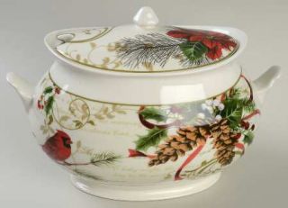 222 Fifth (PTS) Holiday Wishes Tureen &  Lid, Fine China Dinnerware   Flowers,Pi