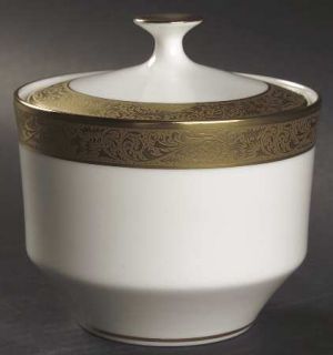 Mikasa Harrow Sugar Bowl & Lid, Fine China Dinnerware   Bone China, Gold Encrust
