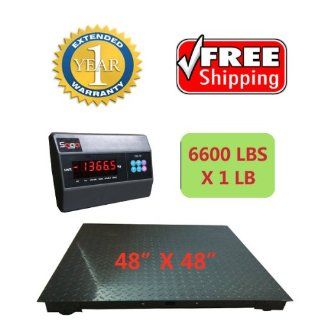 SAGA NEW 6600LB*1LB 4'X4' 48" DIGITAL PALLET SHIPPING PLATFORM FLOOR SCALE W/IND, Brand new and heavy duty pallet scale