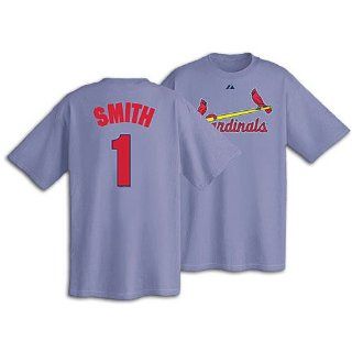 MLB Majestic St Louis Cardinals #1 Ozzie Smith Light Blue Cooperstown Player T shirt  Athletic Jerseys  Clothing