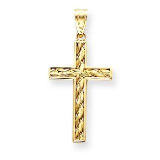 14k Gold Rope Cross Pendant Jewelry