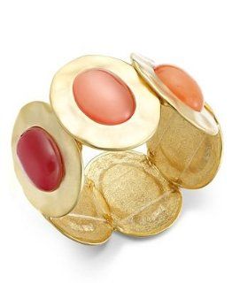 Style&co. Bracelet, Gold Tone Orange Cabochon Hammered Stretch Bracelet Style&co. Jewelry