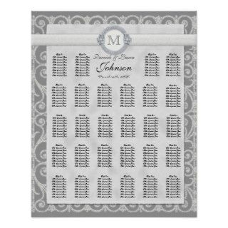 Reception Table Seating Chart, Diamonds & Lace Poster
