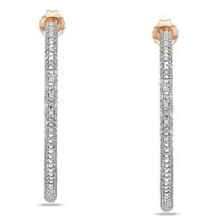Miadora Rose/Silver 1/2ct TDW Diamond Two Tone Hoop Earrings (G H, I2 I3) Miadora Diamond Earrings