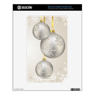 Christmas Holiday Beautiful Silver Ornaments Skin For The NOOK Color