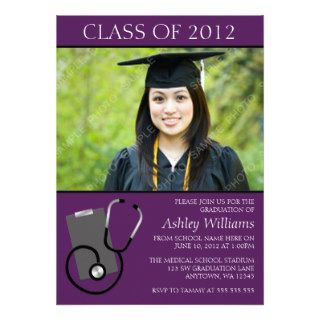 Medical Nursing School Purple Photo Graduation Custom Announcement