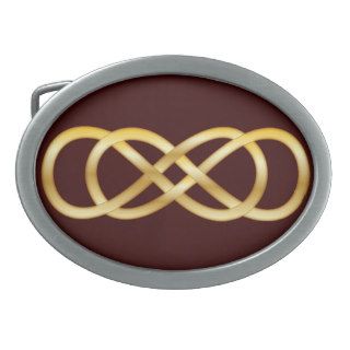 Double Infinity in Gold on Deep Red   Belt Buckle