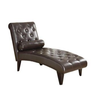 Dark Brown Leather Look Chaise Lounger I 8033