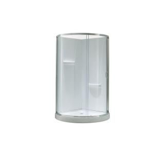 Ove Decors 34 in. x 34 in. x 76 in. Shower kit with Reversible Sliding Door and Shower Base Breeze 34 shower kit with walls