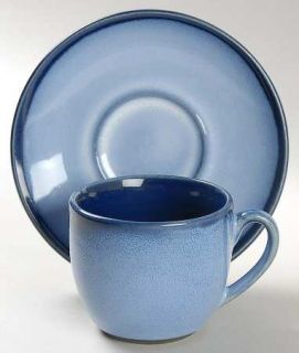 Sango Nova Blue Espresso Cup & Saucer Set, Fine China Dinnerware   Blue Stonewar