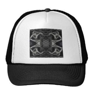 black grey medieval metallic design mesh hat