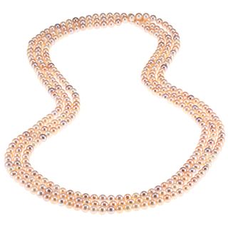 Multi colored Pink Freshwater Pearl 100 inch Endless Necklace (7 7.5 mm) DaVonna Pearl Necklaces