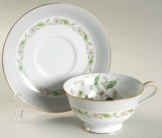 Noritake Edgemont Footed Cup & Saucer Set, Fine China Dinnerware   Gray Border,D