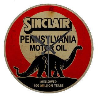 Sinclair Motor Oil vintage sign rusted version. Round Wallclock