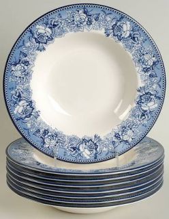 Wedgwood Highgrove (Blue Trim) (Set of 8) Large Rim Soup Bowl, Fine China Dinner