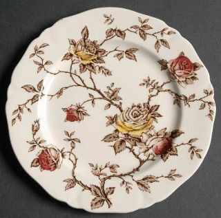 Alfred Meakin Rosa Brown Bread & Butter Plate, Fine China Dinnerware   Brown Ros