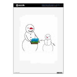 Cartoon Snowmen Going Back to School iPad 3 Skin