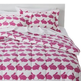 Anorak Rabbit Comforter Set   Pink/White (Full/Queen)