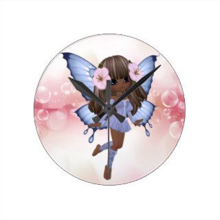 African American Princess Butterfly Clock