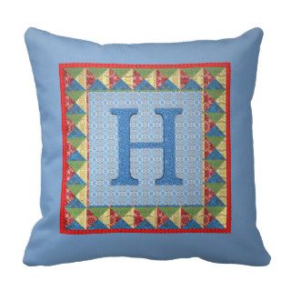 Letter H 'Fabric Quilt' Style Initial and Pattern Pillows