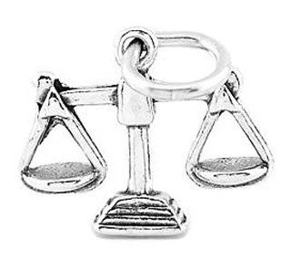 Sterling Silver Double Sided Law Scales of Justice Charm Jewelry