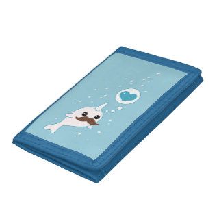 Cute Mustache Narwhal Tri fold Wallet