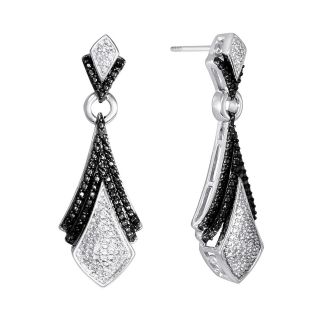 Diamond Addiction White & Black Diamond Accent Drop Earrings, Womens