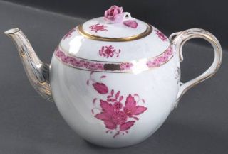 Herend Chinese Bouquet Raspberry (Ap) Small Teapot & Lid, Fine China Dinnerware