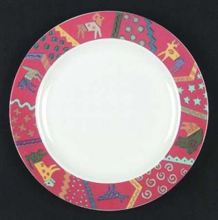 Signature Kiva Dinner Plate, Fine China Dinnerware   Red Rim W/Design    Van Bee