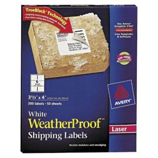 Avery 3 1/3 x 4 Weatherproof Laser Shipping Labels   White (300 Per Pack)