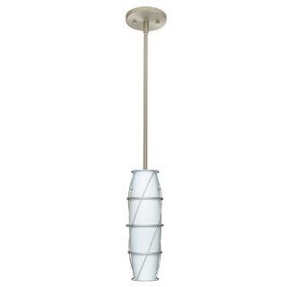 Suzi One Light Stem Mount Mini Pendant with Flat Canopy Finish Satin Nickel, Glass Shade Opal Cage B   Ceiling Pendant Fixtures  