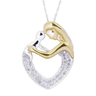 0.25 CT.T.W. Diamond Mother and Child Heart Pendant in Sterling Silver