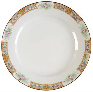 Noritake Luzon, The Salad Plate, Fine China Dinnerware   Pink Roses,Blue Lattice