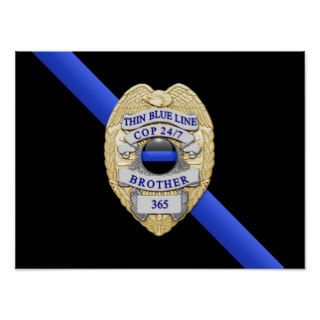 Thin Blue Line Flag & Badge Posters